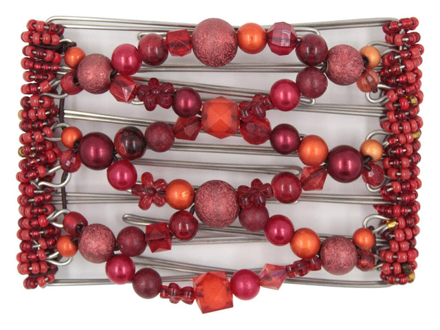 African Butterfly Wire Hair Clip - 7 Tong 761 - red beaded hair clip on a white background