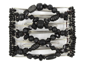 African Butterfly Wire Hair Clip - 7 Tong 764 - black beaded hair clip on a white background