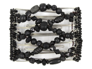 African Butterfly Wire Hair Clip - 7 Tong 764 - black beaded hair clip on a white background