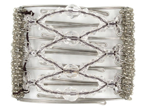 African Butterfly Wire Hair Clip - 7 Tong 801 - clear crystal beads throughout, white background
