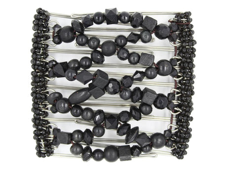 African Butterfly Wire Hair Clip - 9 Tong 889 - Black beaded hair clip on a white background