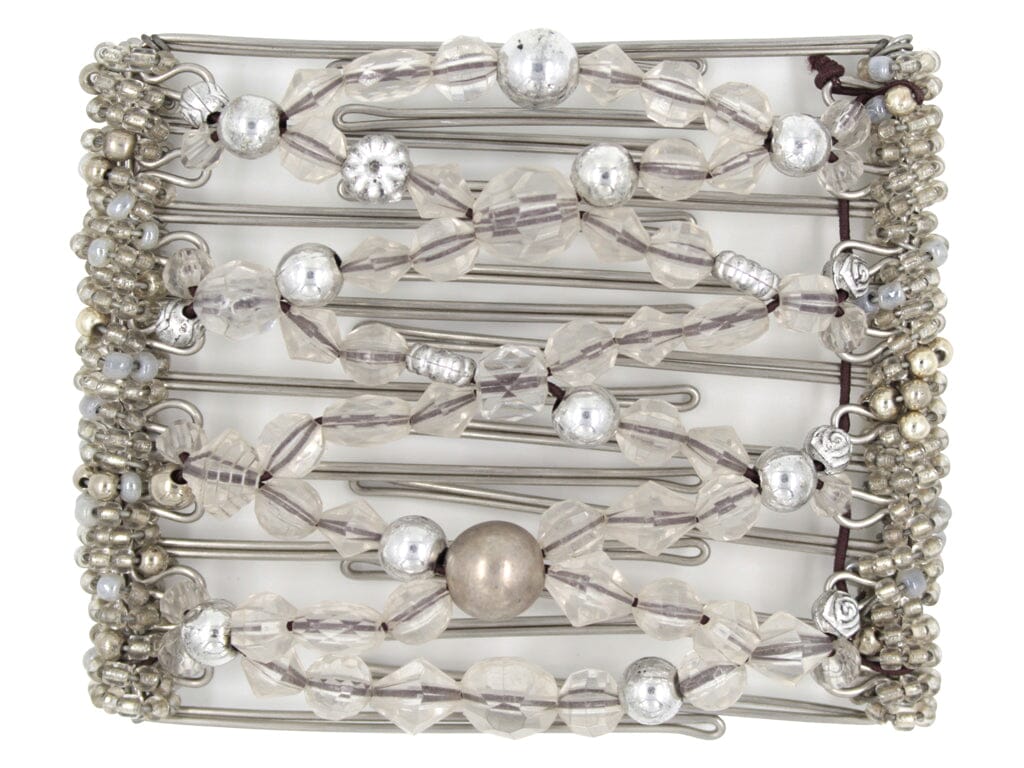 African Butterfly Wire Hair Clip - 9 Tong 943 - hair clip with crystal and silver beads on a white background