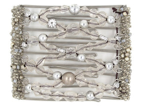 African Butterfly Wire Hair Clip - 9 Tong 943 - hair clip with crystal and silver beads on a white background