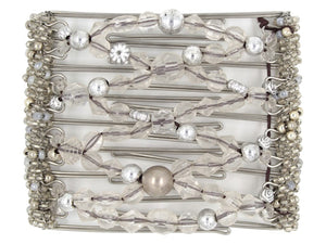 African Butterfly Wire Hair Clip - 9 Tong 943 - hair clip with crystal and silver beads on a white background