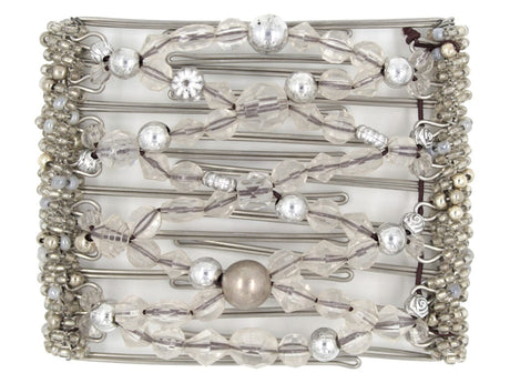 African Butterfly Wire Hair Clip - 9 Tong 943 - hair clip with crystal and silver beads on a white background