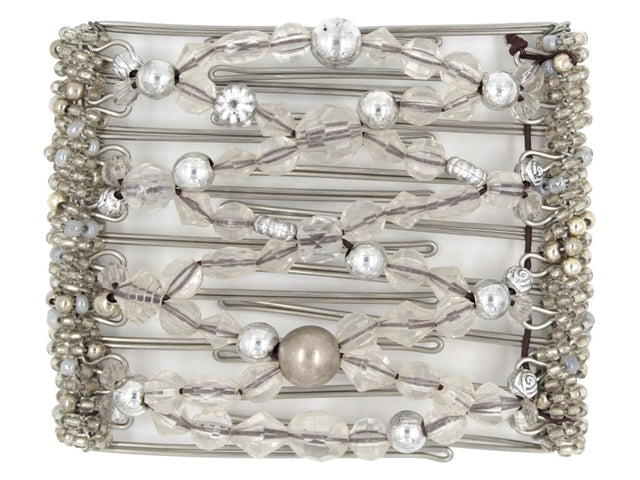 African Butterfly Wire Hair Clip - 9 Tong 943 - hair clip with crystal and silver beads on a white background