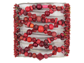 African Butterfly Wire Hair Clip - 9 Tong 944 - red beaded hair clip on a white background
