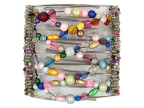 African Butterfly Wire Hair Clip  - 9 Tong 946 - Colorful beaded hair clip set on a white background