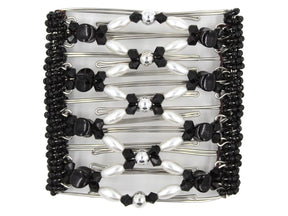 African Butterfly Wire Hair Clip - 9 Tong 949 - hair clip with black and white beads on a white background