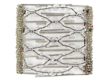 African Butterfly Wire Hair Clip - 9 Tong 972 - clear acrylic beads, white background