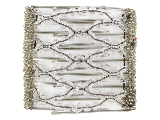 African Butterfly Wire Hair Clip - 9 Tong 972 - clear acrylic beads, white background