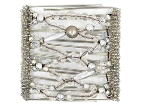 African Butterfly Wire Hair Clip - 9 Tong 987 - hair clip with crystal and silver beads on a white background