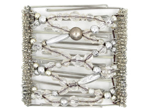 African Butterfly Wire Hair Clip - 9 Tong 987 - hair clip with crystal and silver beads on a white background