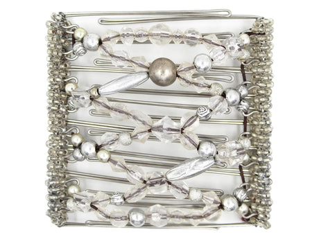 African Butterfly Wire Hair Clip - 9 Tong 987 - hair clip with crystal and silver beads on a white background