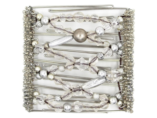 African Butterfly Wire Hair Clip - 9 Tong 987 - hair clip with crystal and silver beads on a white background