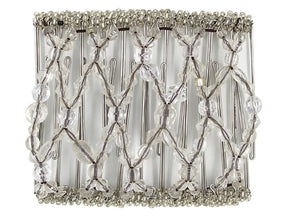 African Butterfly Wire Hair Clip - 11 Tong 552 - clear multi-faceted acrylic beads with clear Czech seed beads, white background