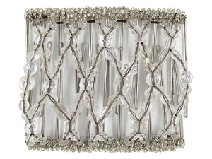 African Butterfly Wire Hair Clip - 11 Tong 552 - clear multi-faceted acrylic beads with clear Czech seed beads, white background