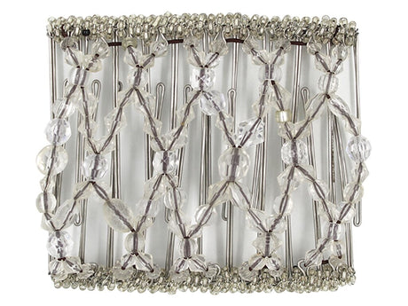 African Butterfly Wire Hair Clip - 11 Tong 552 - clear multi-faceted acrylic beads with clear Czech seed beads, white background