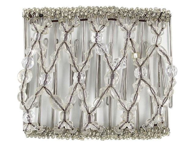 African Butterfly Wire Hair Clip - 11 Tong 552 - clear multi-faceted acrylic beads with clear Czech seed beads, white background