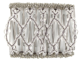 African Butterfly Wire Hair Clip - 11 Tong 558 - clear multi-faceted acrylic beads, clear Czech seed beads along the edges, white background