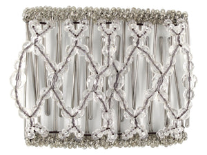 African Butterfly Wire Hair Clip - 11 Tong 558 - clear multi-faceted acrylic beads, clear Czech seed beads along the edges, white background