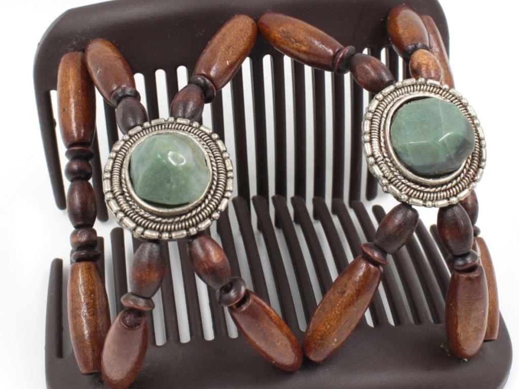 African Butterfly Hair Comb - Gemstone Brown 79