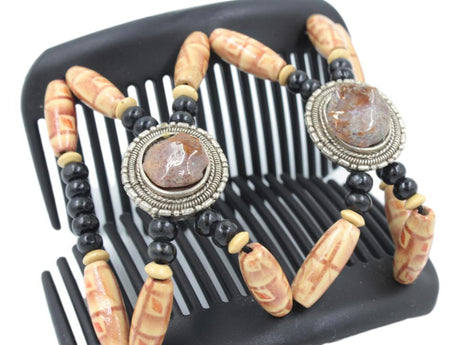 African Butterfly Hair Comb - Gemstone Black 71