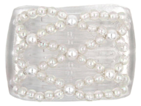 African Butterfly LadyBug Hair Comb - Clear 25 - white pearl accent beads, clear iridescent beads, white background