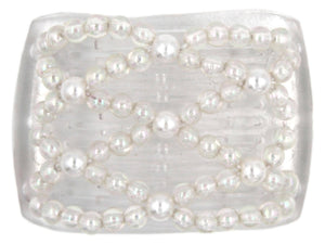 African Butterfly LadyBug Hair Comb - Clear 25 - white pearl accent beads, clear iridescent beads, white background