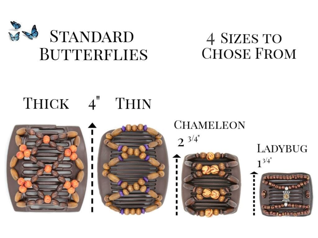 African Butterfly Chameleon Hair Comb - Beada Black 58