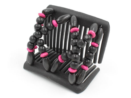 African Butterfly Chameleon Hair Comb - Beada Black 60