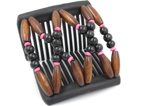 African Butterfly Chameleon Hair Comb - Beada Black 64