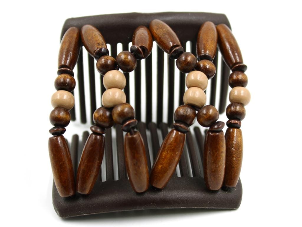 African Butterfly Chameleon Hair Comb - Beada Brown 77