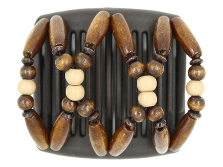 African Butterfly Chameleon Hair Comb - Beada Brown 77