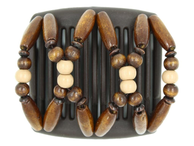 African Butterfly Chameleon Hair Comb - Beada Brown 77