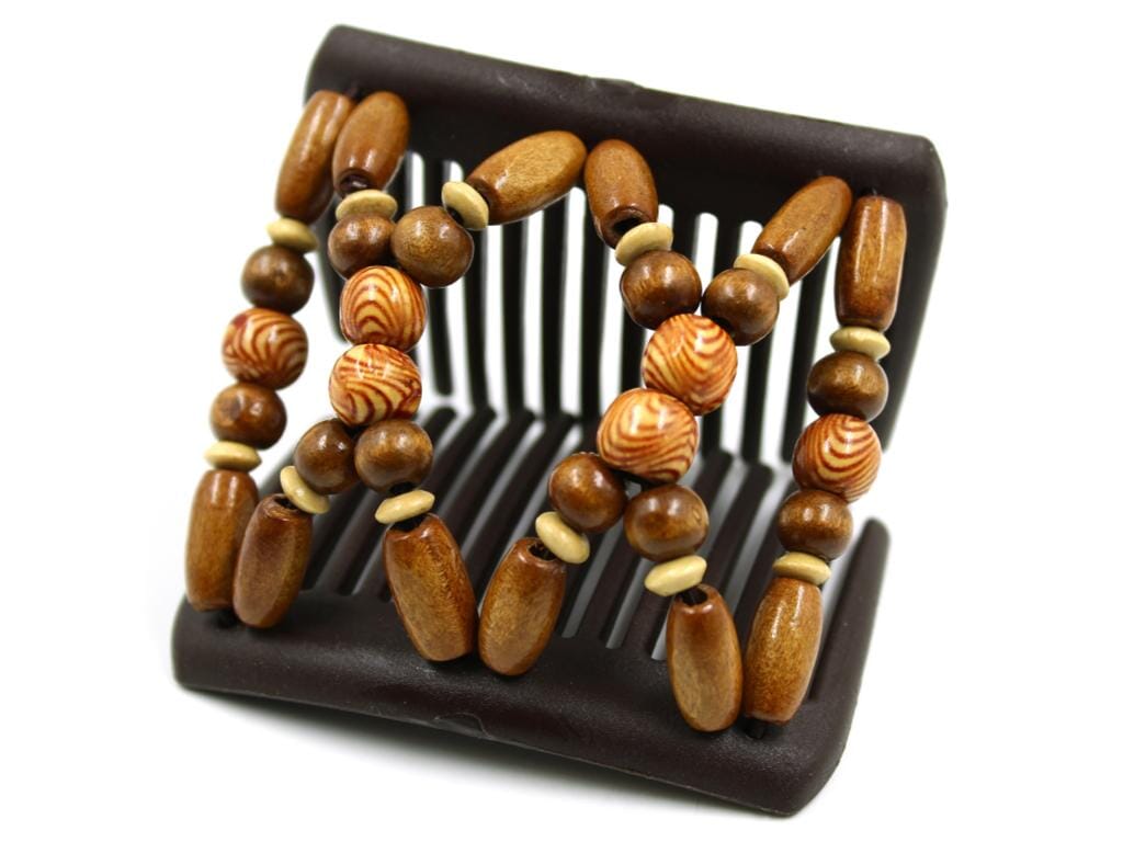 African Butterfly Chameleon Hair Comb - Beada Brown 79