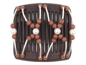 African Butterfly Chameleon Hair Comb - Beada Tube Brown 25