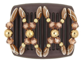 African Butterfly Chameleon Hair Comb - Dalena Brown 52