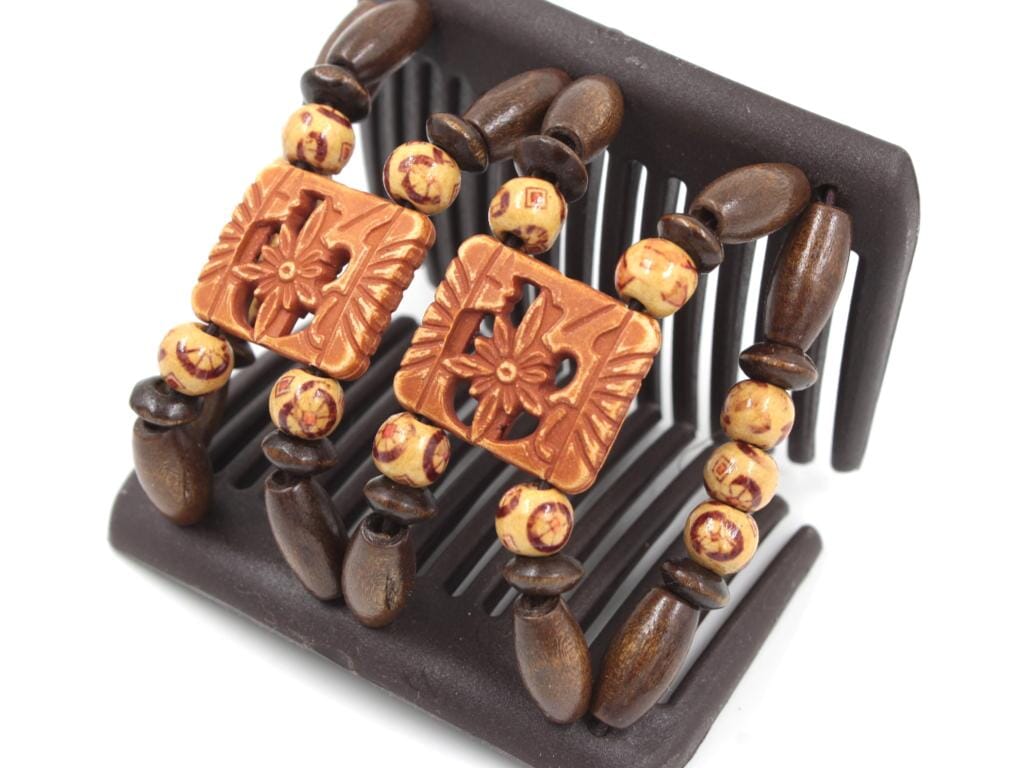 African Butterfly Chameleon Hair Comb - Dupla Brown 64