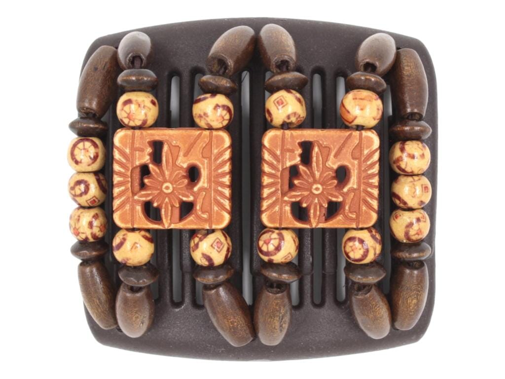 African Butterfly Chameleon Hair Comb - Dupla Brown 64