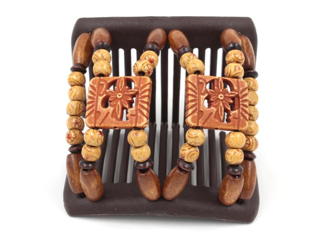 African Butterfly Chameleon Hair Comb - Dupla Brown 69