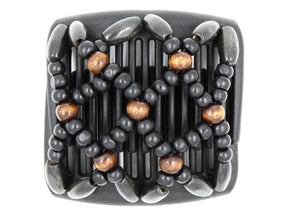 African Butterfly Chameleon Hair Comb - Ndebele Black 63