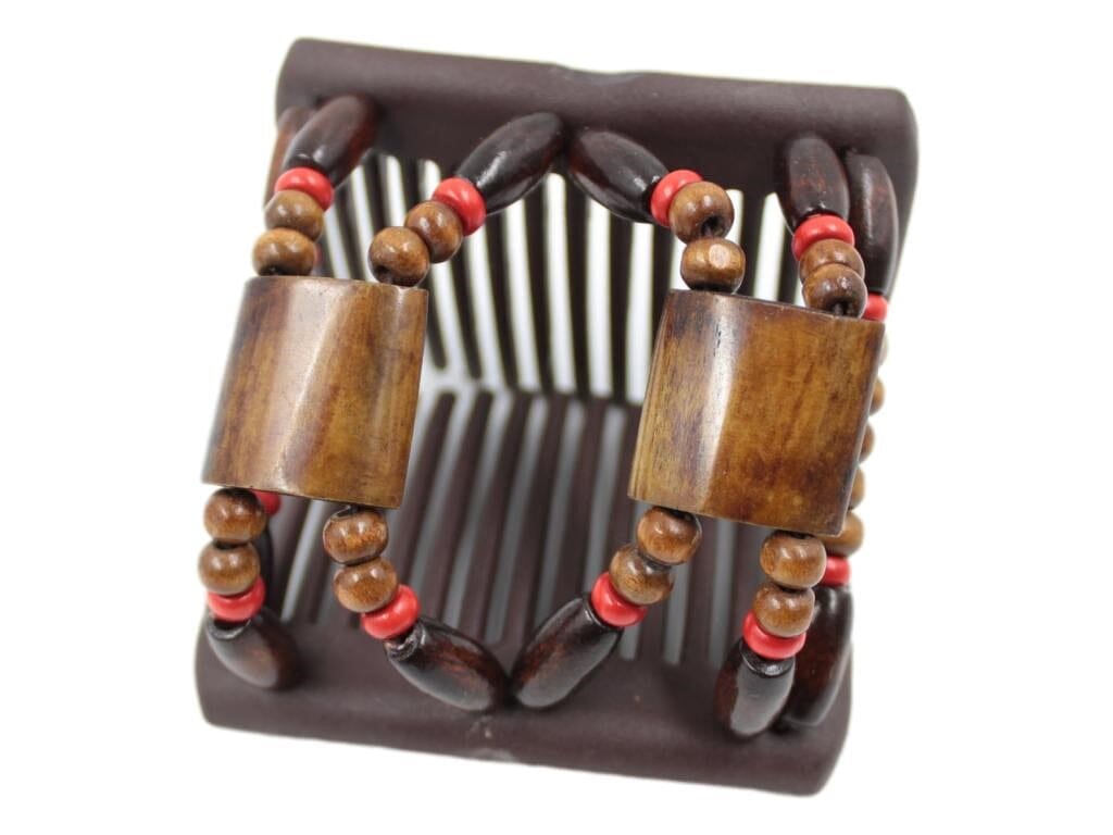 African Butterfly Chameleon Hair Comb - Stones & Bones Brown 39