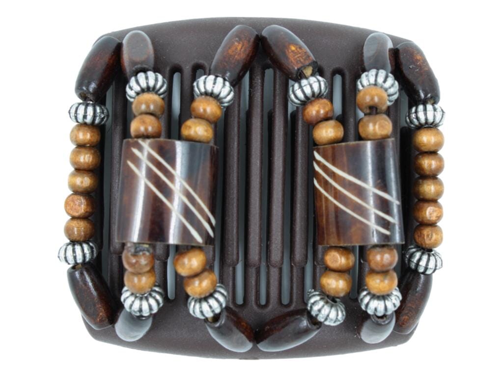African Butterfly Chameleon Hair Comb - Stones & Bones Brown 44