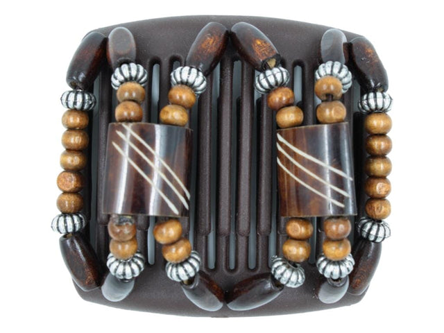 African Butterfly Chameleon Hair Comb - Stones & Bones Brown 44