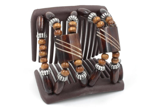 African Butterfly Chameleon Hair Comb - Stones & Bones Brown 44
