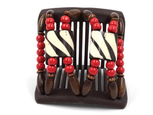 African Butterfly Chameleon Hair Comb - Stones & Bones Brown 45