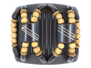 African Butterfly Chameleon Hair Comb - Stones & Bones Brown 46