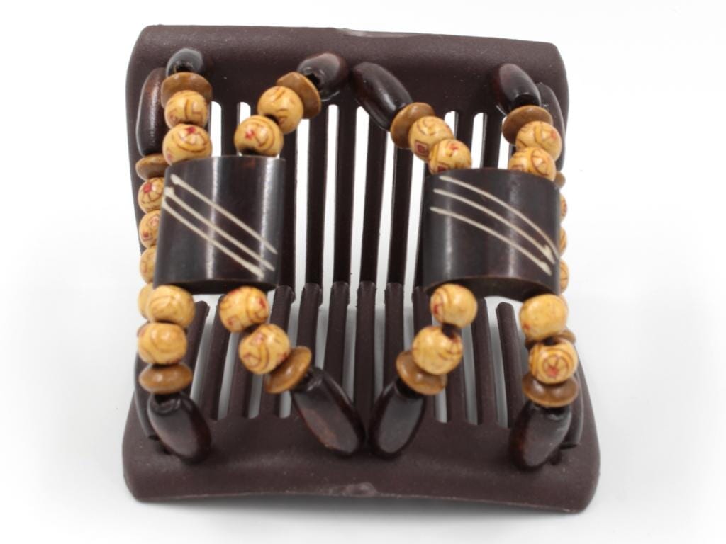 African Butterfly Chameleon Hair Comb - Stones & Bones Brown 46