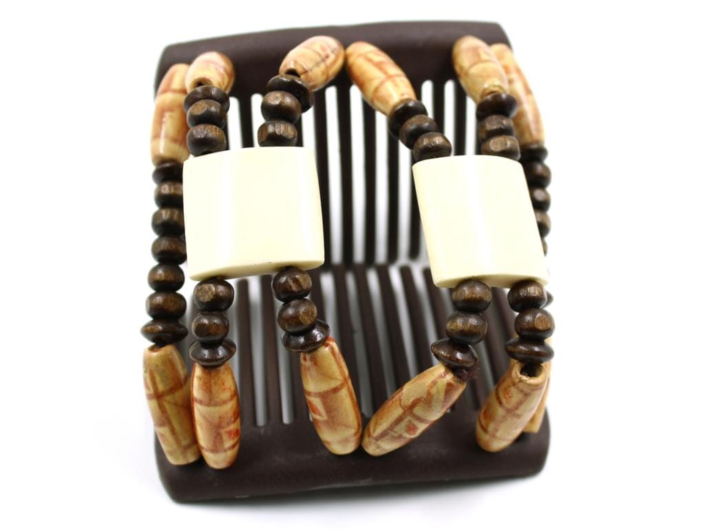 African Butterfly Chameleon Hair Comb - Stones & Bones Brown 52